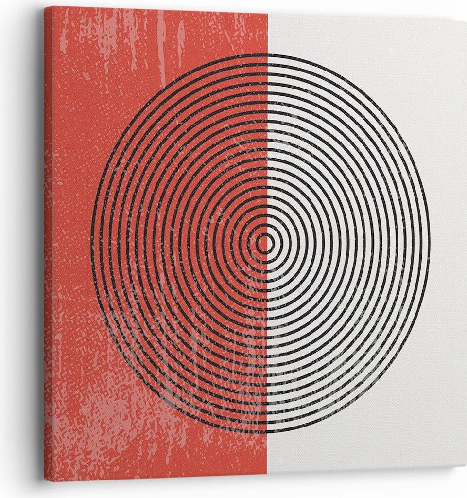 Bild auf Leinwand - Leinwandbild - Einteilig - Abstraktion Weiß-Rot Kreise - 30x30cm - Wand Bild - Wanddeko - Wandbilder - Leinwanddruck - Bilder ...