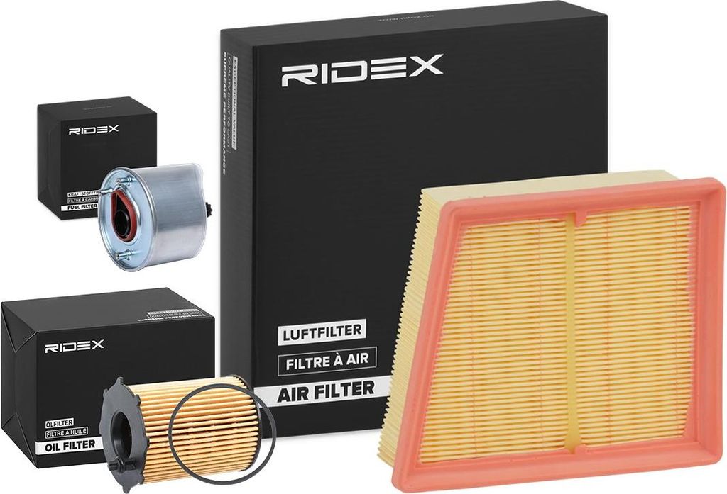 RIDEX Filterset Inspektionspaket Filtersatz für VW Golf V Schrägheck (1K1) passend für MERCEDES-BENZ B-Klasse (W246, W242) CLK Cabriolet (A208)