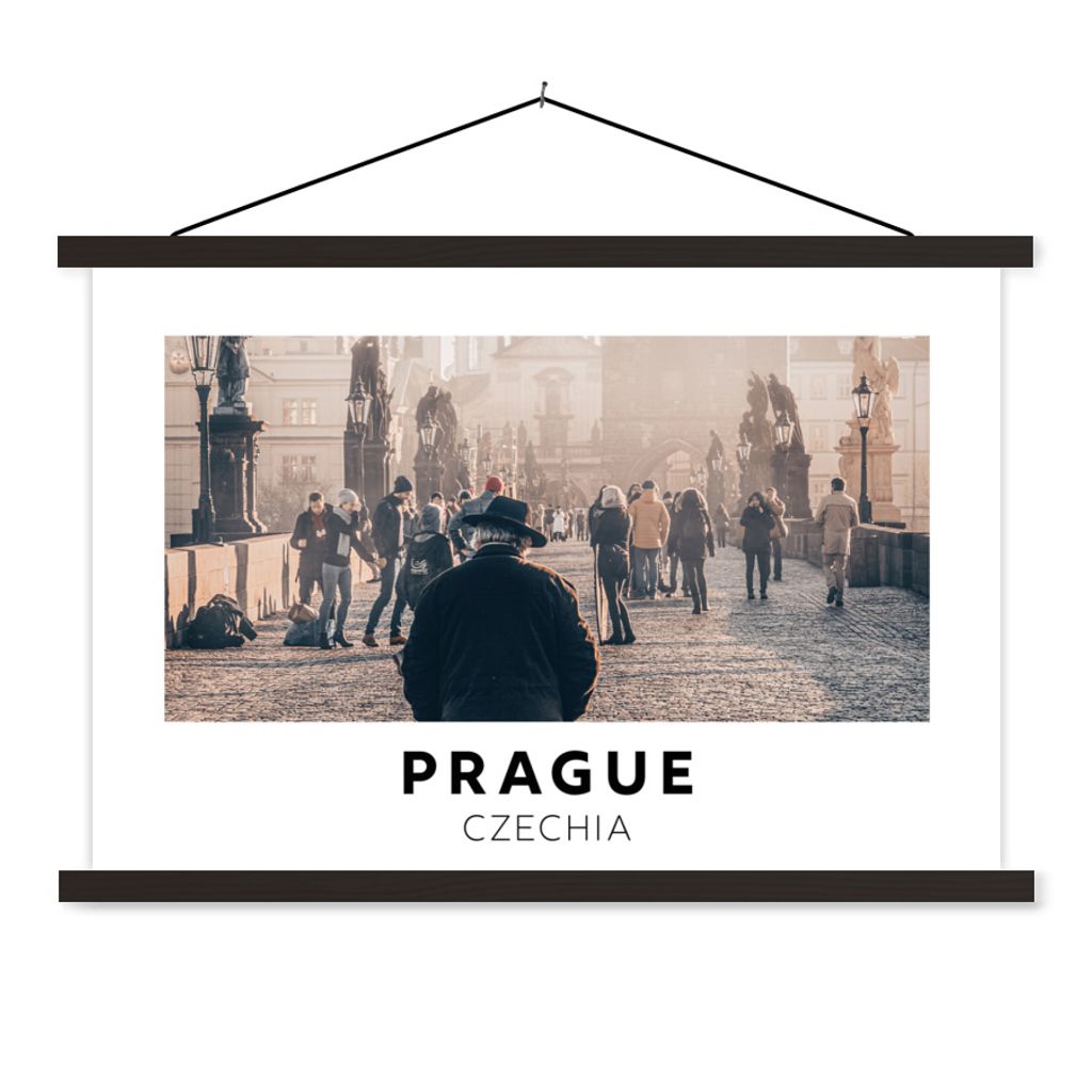 MuchoWow Textilposter Prag - Tschechische Republik - Brücke - Architektur 120x80 cm mit schwarzem Rahmen - Wanddeko