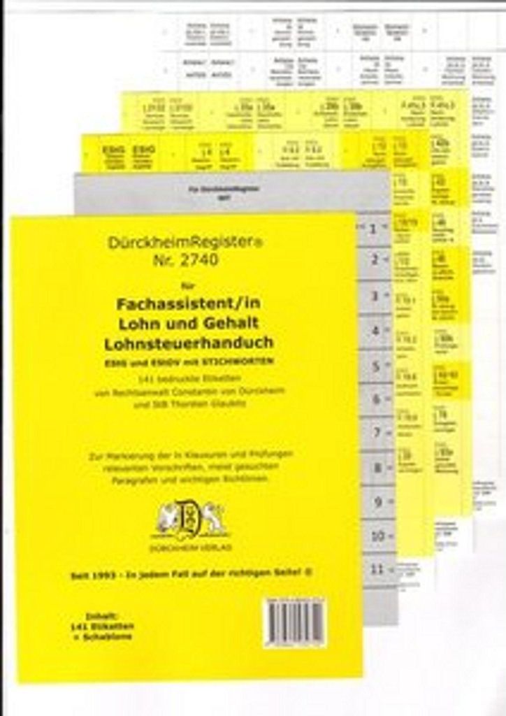 DürckheimRegister BMF- Lohnsteuerhandbuch/ MIT Stichworten für EStG, EStDV usw. Fachassistent Lohn und Gehalt