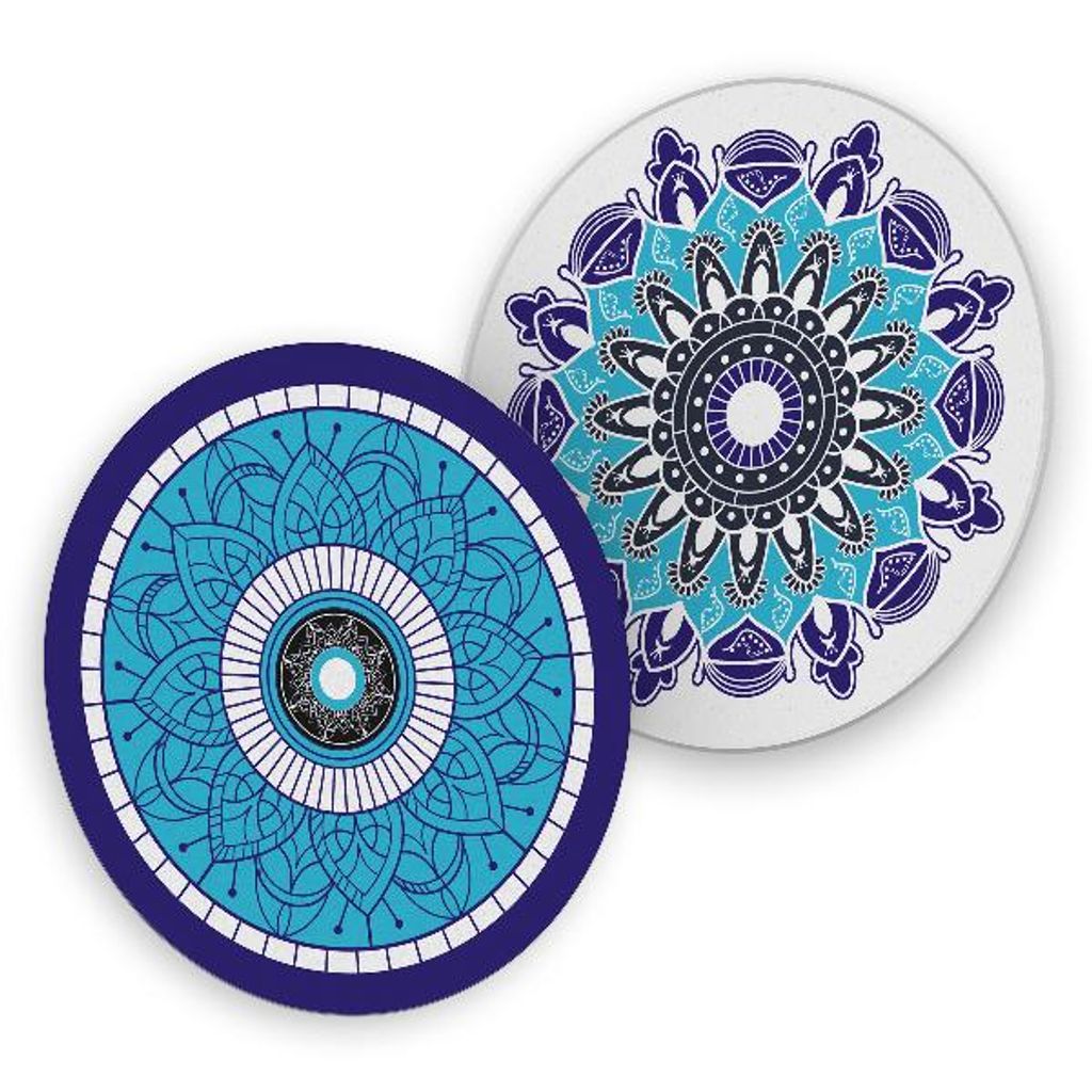 itenga 40x Bierdeckel Mandala Nazar I Blau Türkis Weiß I Untersetzer I 10,7cm