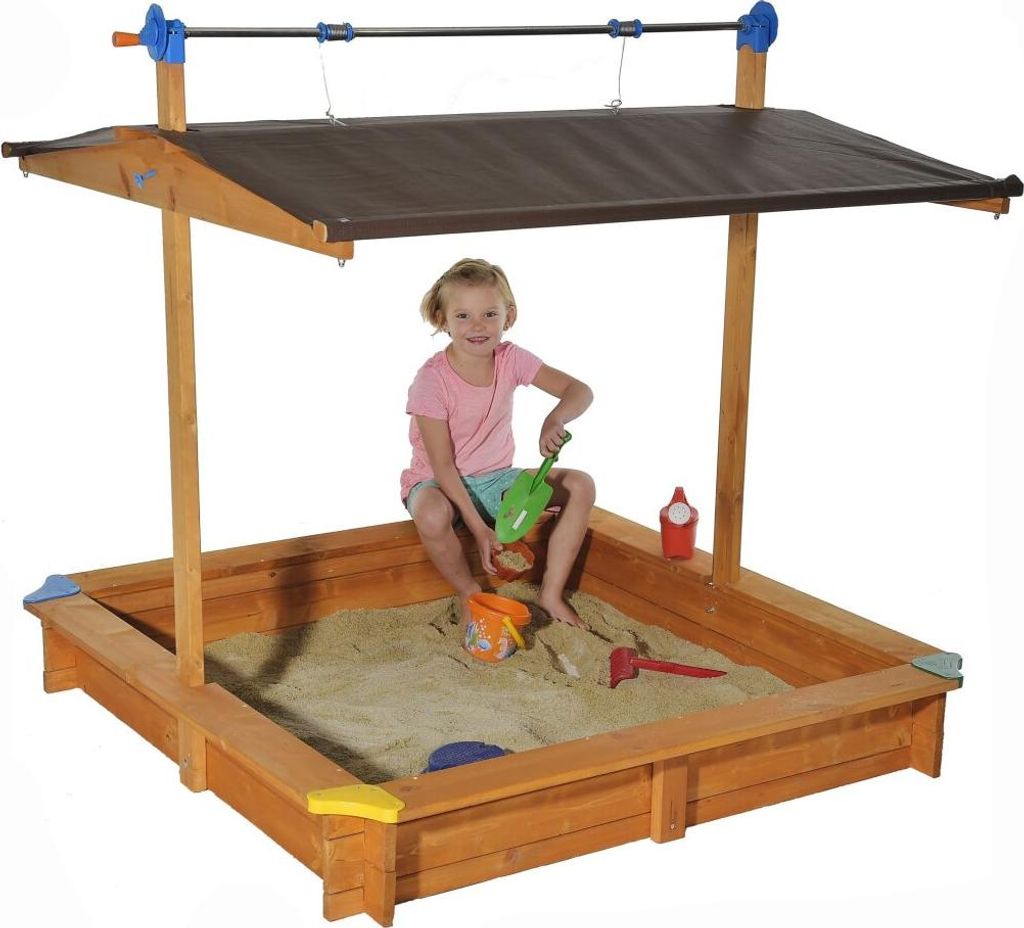 Sabbiera in legno GASPO 140 x 140 cm con tetto abbassabile Immagine del prodotto 