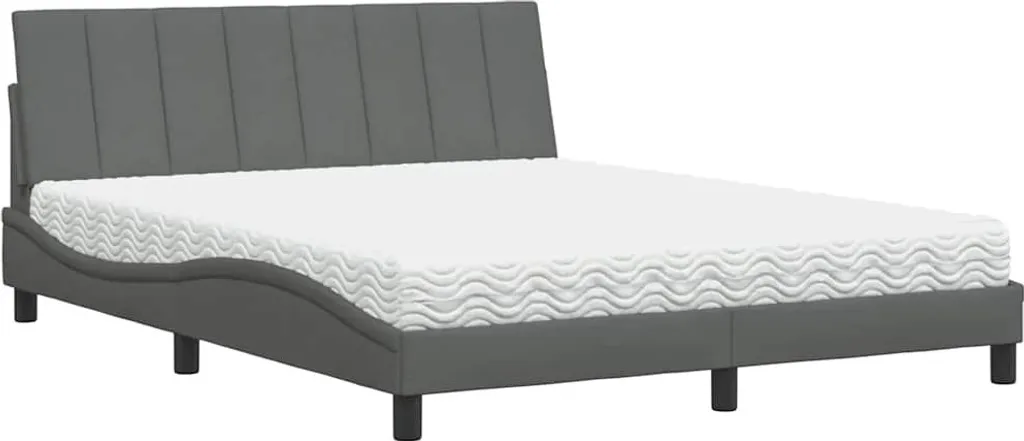 Lit 160x200 cm avec Matelas Hanko : Finis les Maux de Dos en Gris Foncé