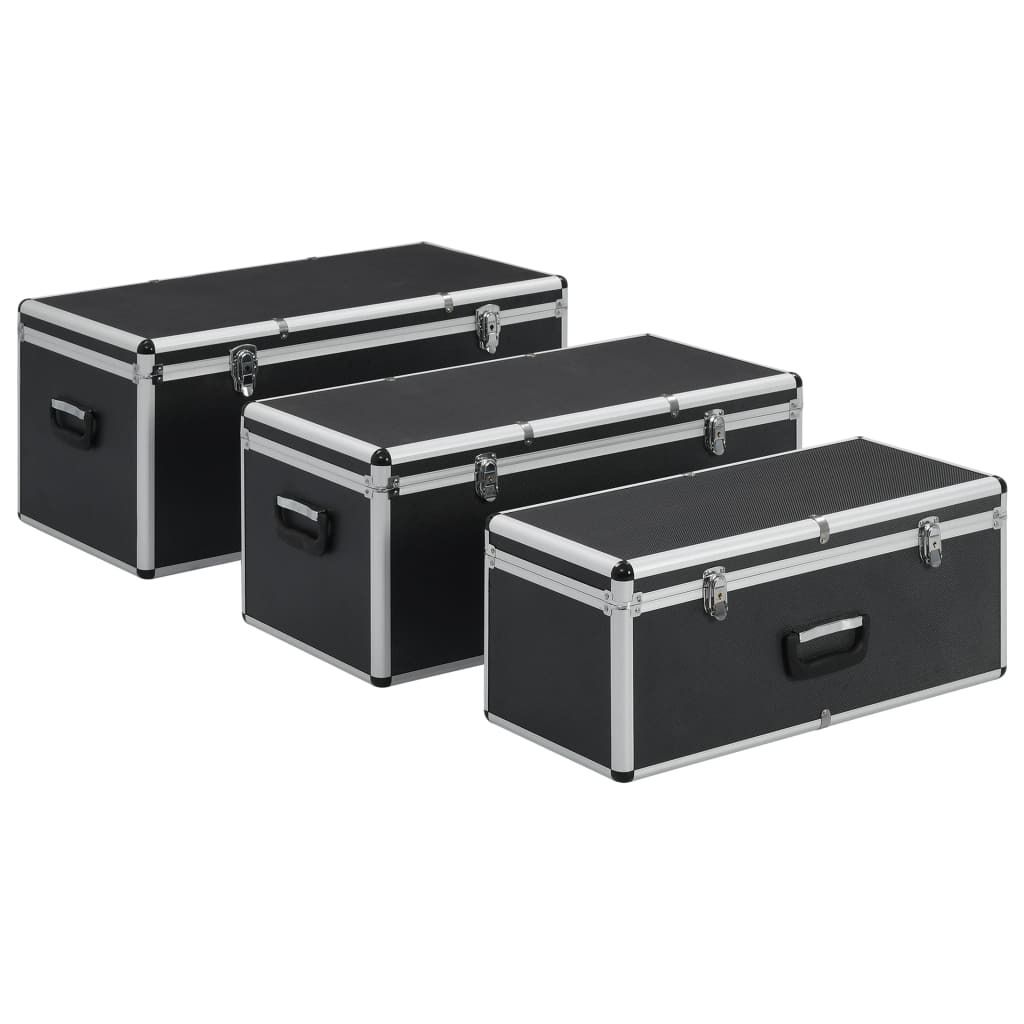 vidaXL Valises de rangement 3 pcs. noir aluminium Image du produit 