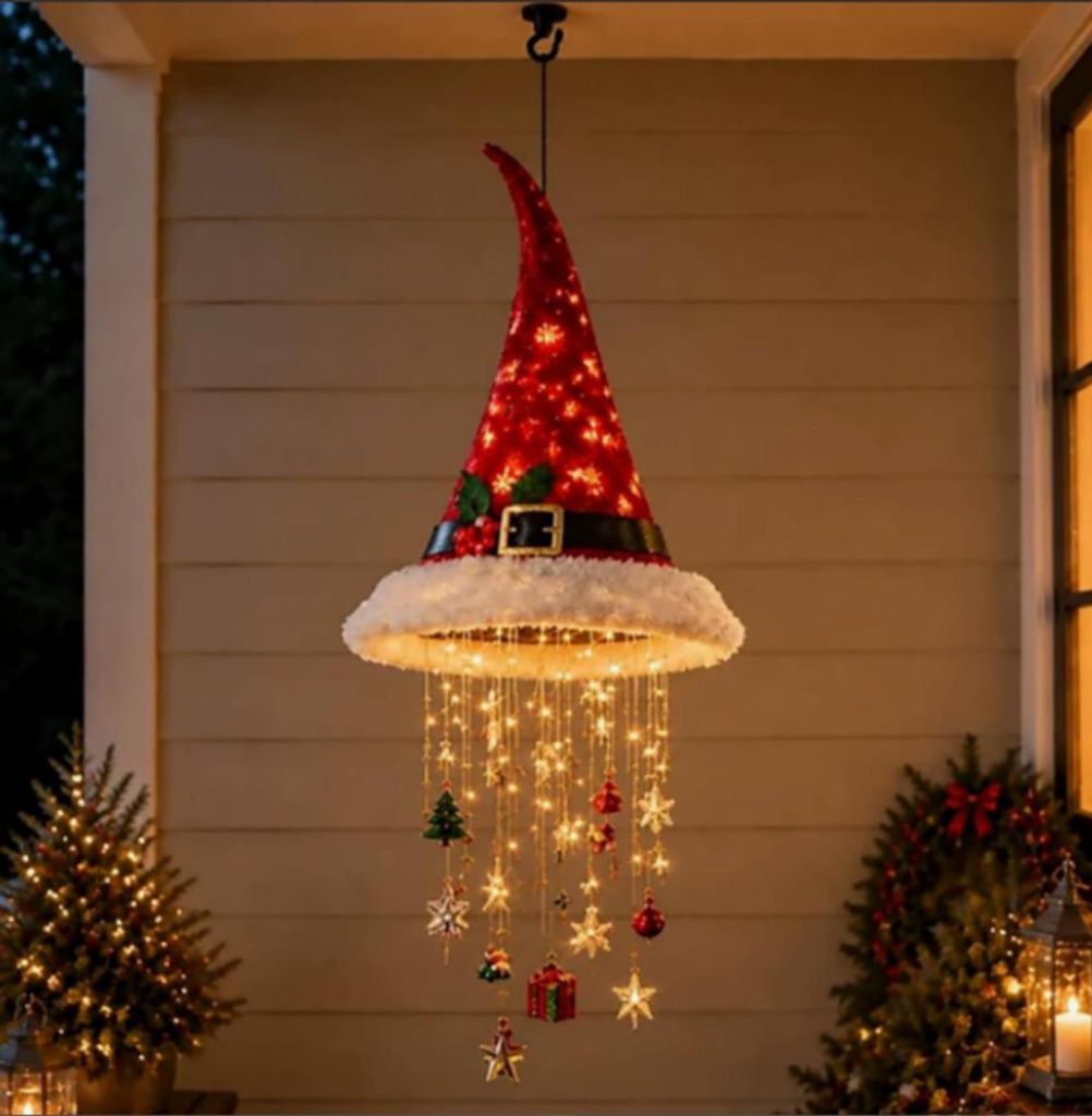 Beleuchtete Hängende,Hängeleuchte Weihnachtsmannmütze mit Produktbild 