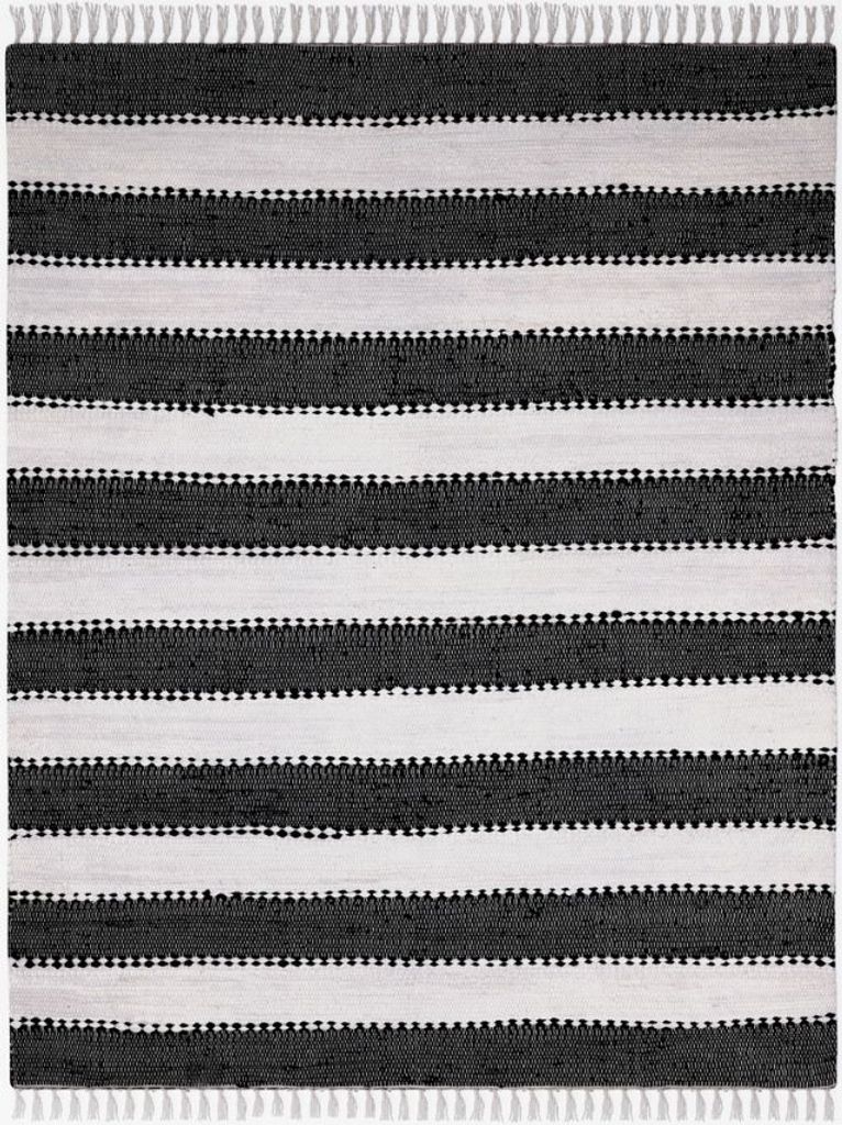 Traditioneller DURRIE Teppich schwarz-weiss rechteckig diverse Größen, Maße:170x120cm