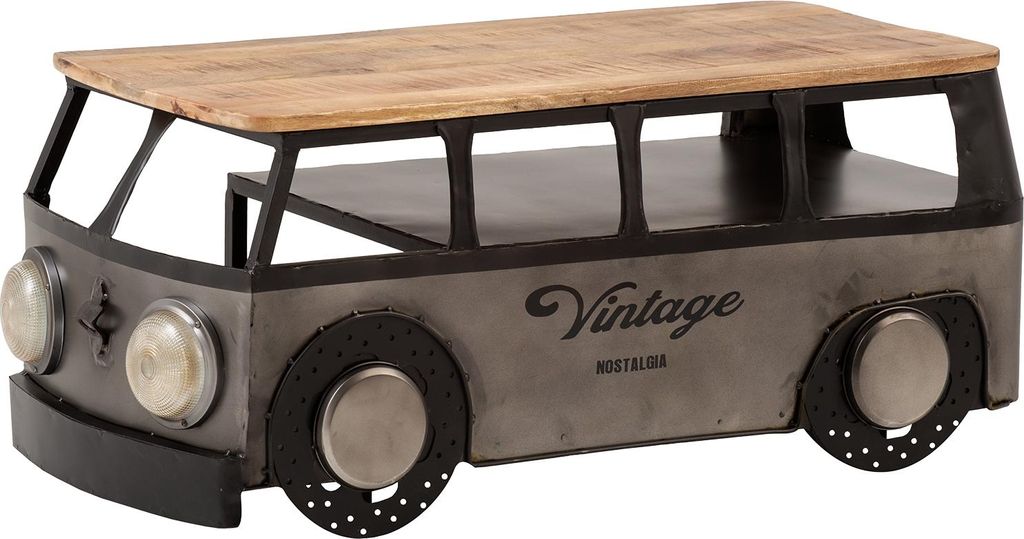 Couchtisch Camper 110x55 Metall Holz Autotisch Sofatisch Unikat Wohnzimmer Möbel