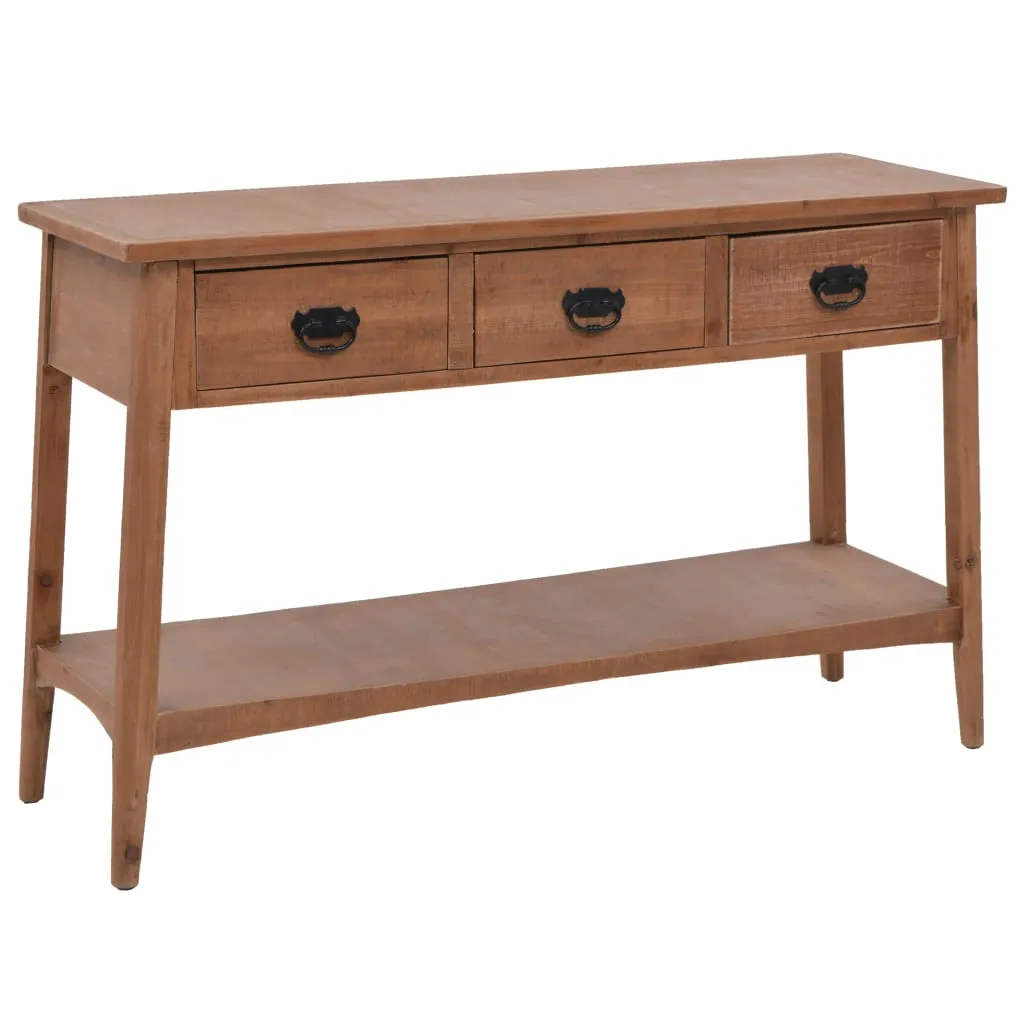 Console bois massif marron 126x40x77,5 cm avec plateau large et stable - 11