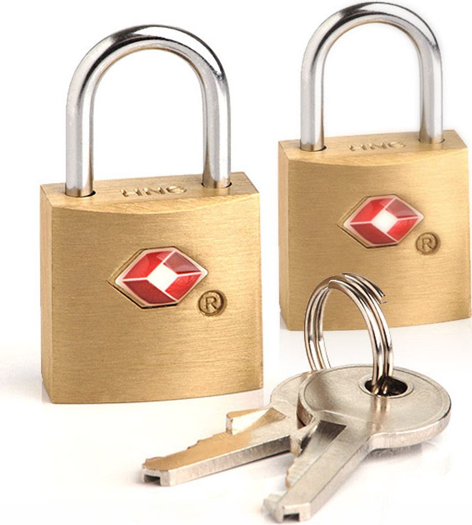 Travel Blue Set mit 2 TSA Kofferschloss mit Schlüssel - Gold Key Schloss, 2 Schlüssel pro Schloss, Ideal für Gepäckstücke, koffer, 22mm Messin...