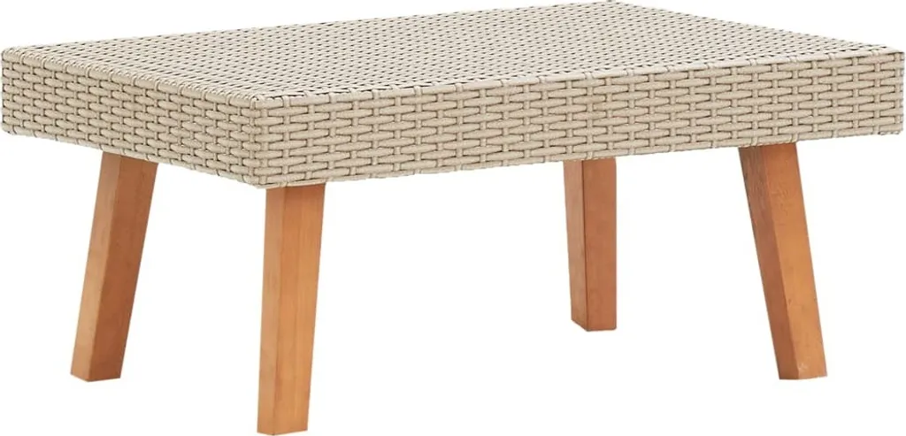 Table Basse de Jardin Beige Anti-UV en Polyrotin pour Tout l'Été