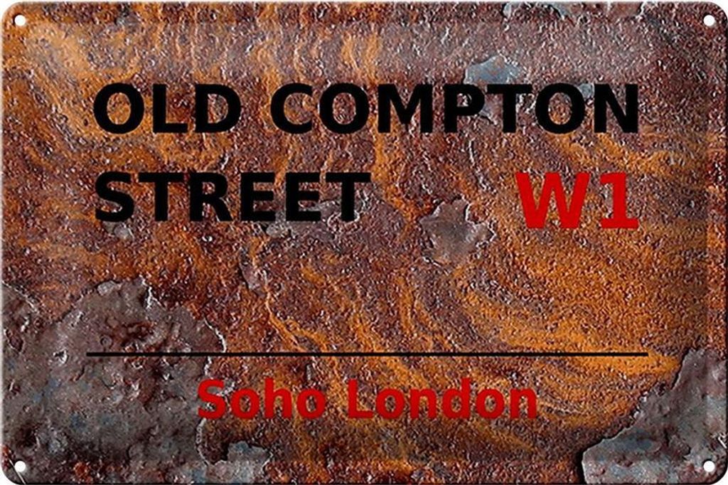 Blechschild London 30x20cm Soho Old Compton Street W1
