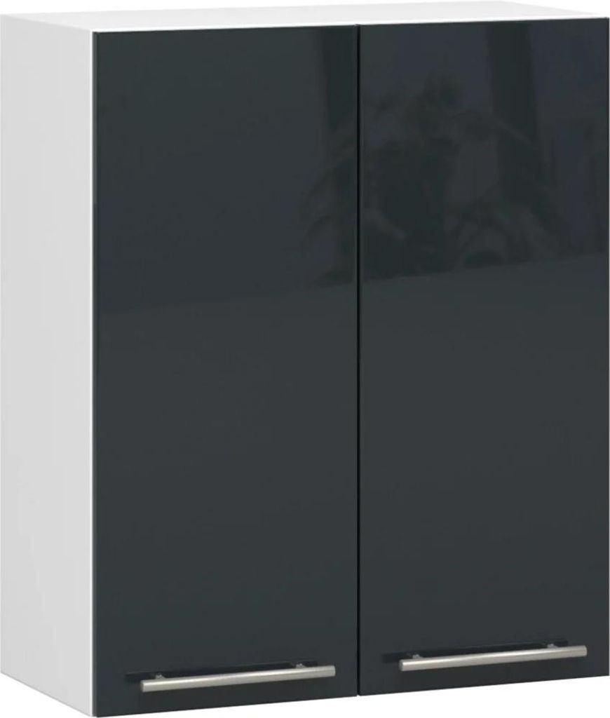 Oberschrank 60 cm VERMINA – Weiß/Dunkelgrau glänzend