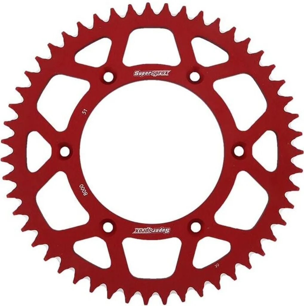 Couronne Alu Supersprox 520 - 51 dents rouge RAL-8000 pour moto cross