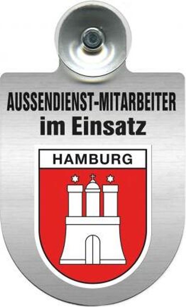 Einsatzschild Windschutzscheibe - Außendienstmitarbeiter im Einsatz - 309366--incl. Regionenwappen Color - Region Hamburg