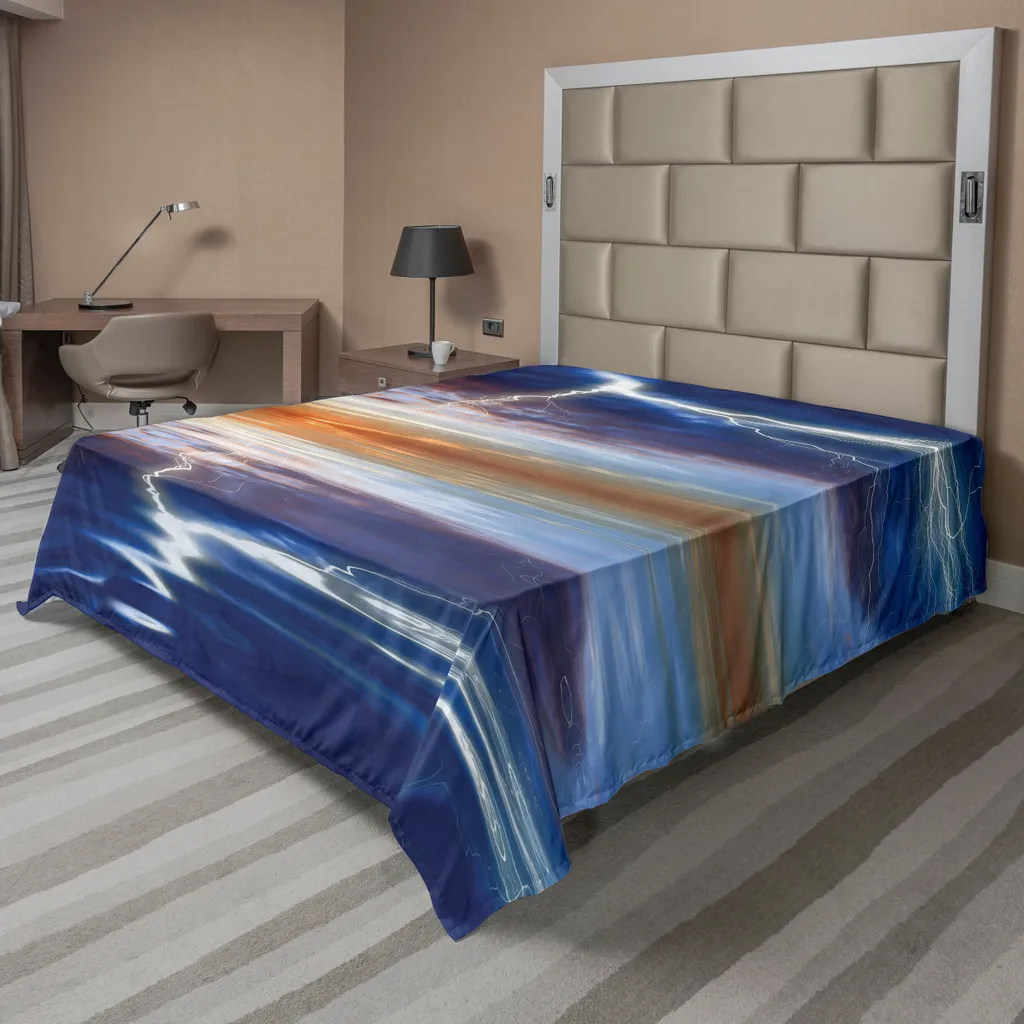 Drap plat décoratif 260 cm Motif Tempête et Mer Zen Impression Durable