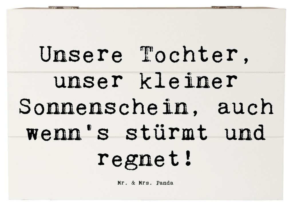 Mr. & Mrs. Panda Holztruhe Spruch Tochter Sonnenschein 22 x 15 cm - Weiß - Geschenk, Freude, Kiste, Box, Familie, Einfallsreichtum, schmuckbox, Op...
