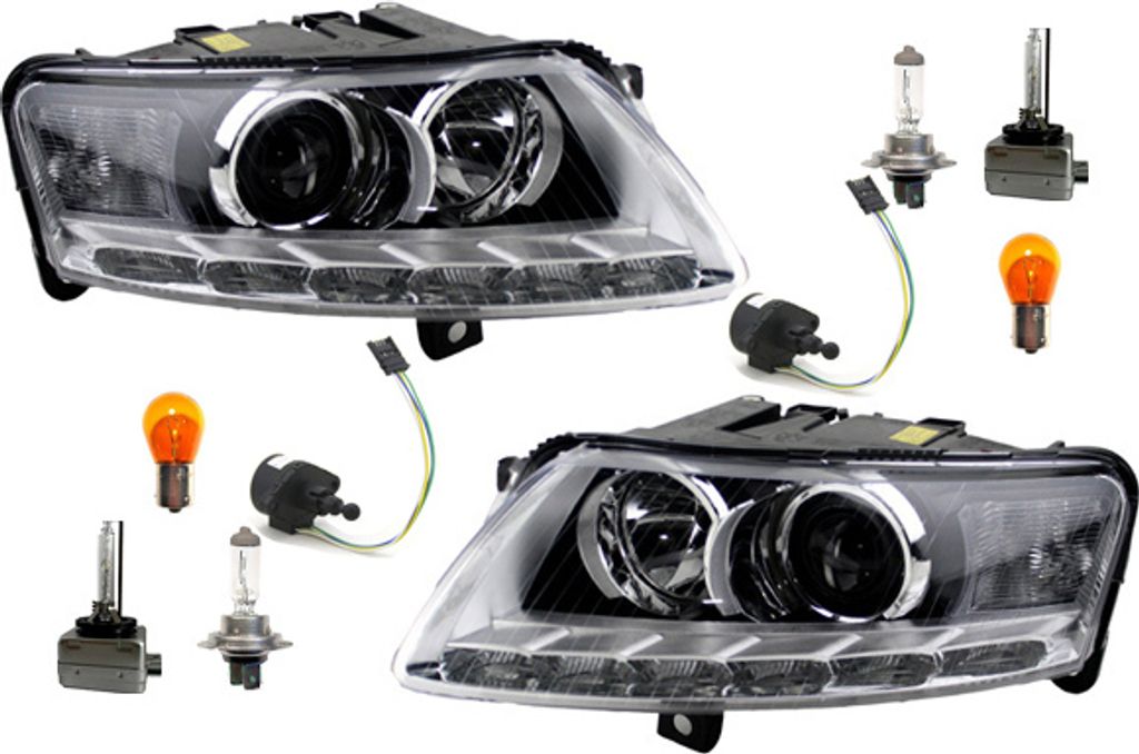 Johns, Scheinwerfer passend für Audi A6 4F Links & Rechts mit Leuchtmittel + Stellmotor 4F0941029CP 4F0941029BP 4F0941029EP 4F0941029FD 4F0941030C...