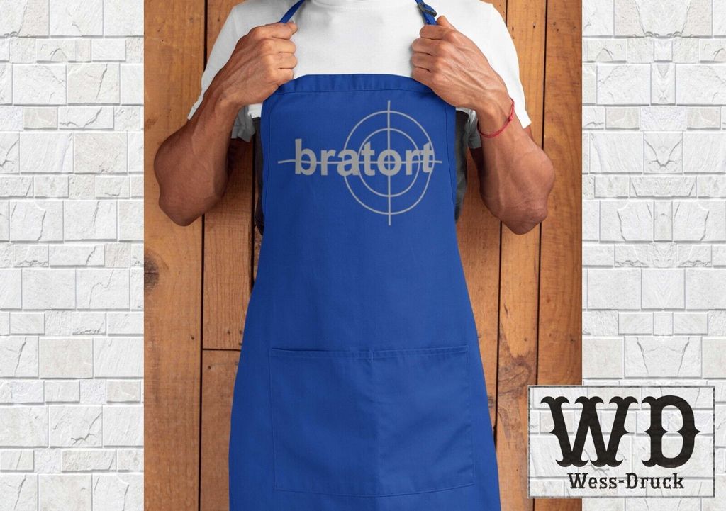 Kochschürze Grillschürze Bratort Navy Silber