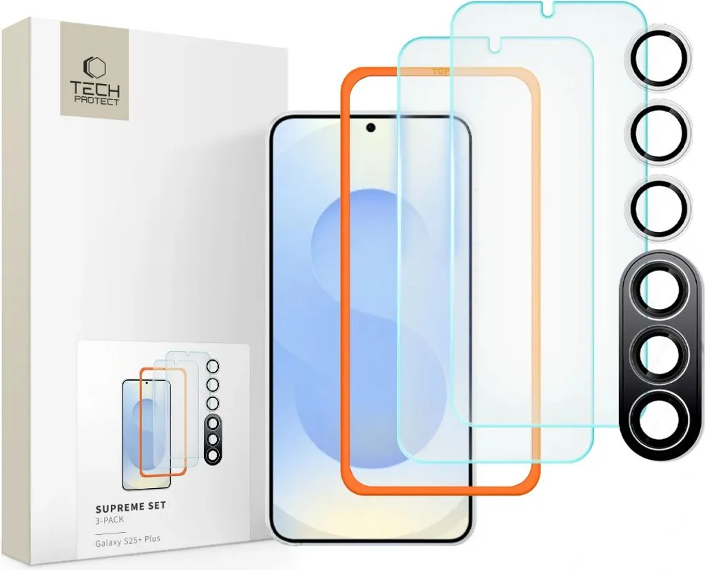 OFFERTA Set 3x Vetro Galaxy S25+ Plus Tech-Protect Supreme 9H