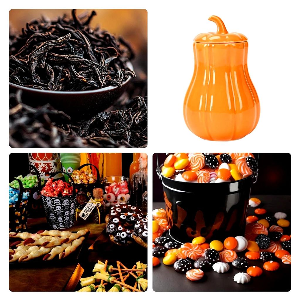 Keramik-Süßwarenglas in Kürbisform - Aufbewahrungsgläser für Halloween | Teekanister für Zuckerlagerung, dekorative Schüssel und Lagerbehäl...