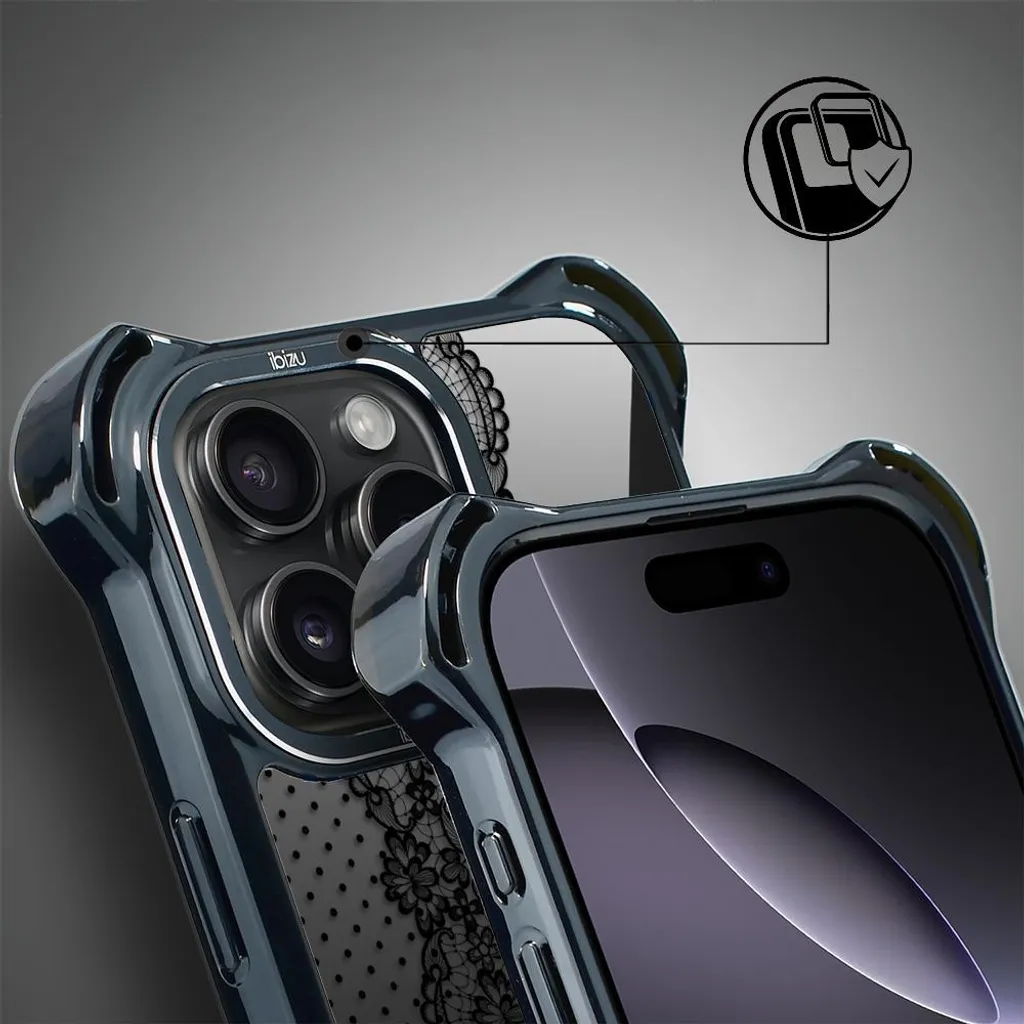 Coque de protection iPhone 16 Pro MagSafe Midnight avec design dentelle - 3