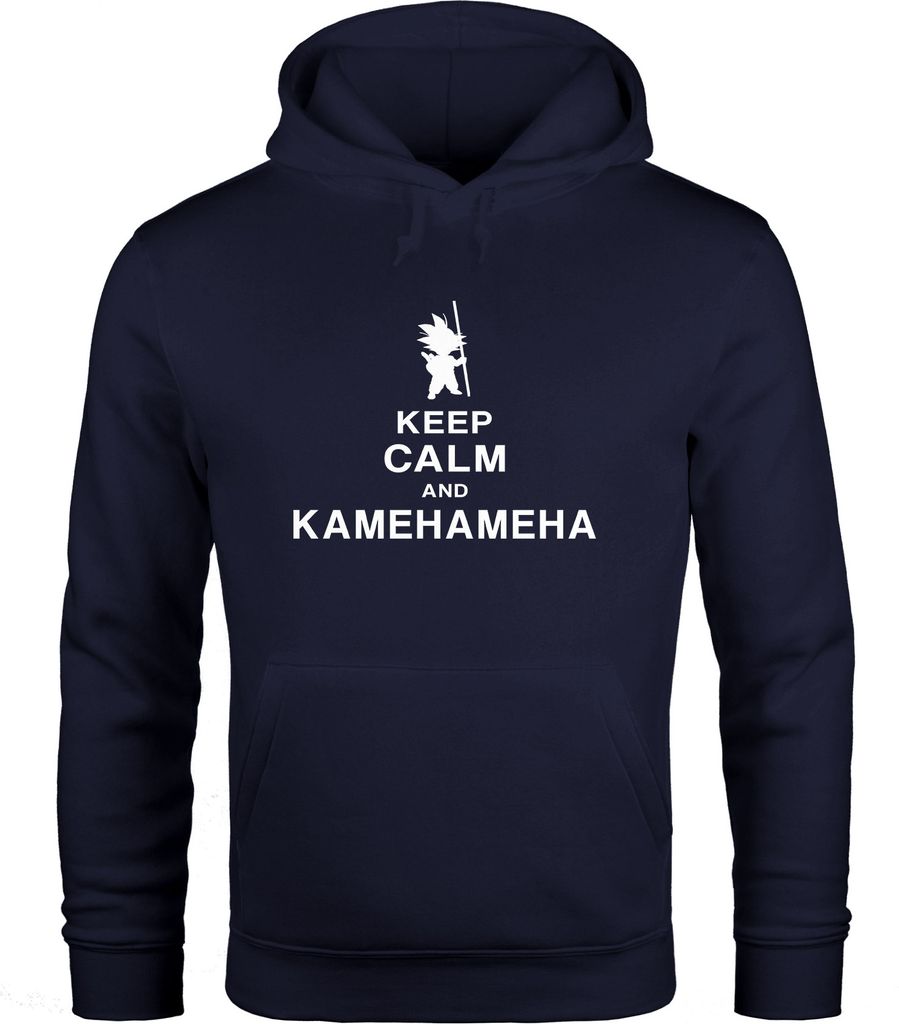 Hoodie Herren Keep Calm and Kamehameha Son Goku Dragonball Moonworks navy XS