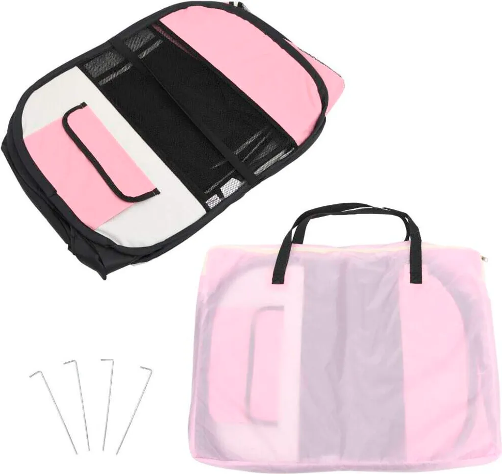 Box Viaggio vidaXL Rosa 90x90: Recinto Pieghevole Portatile per Pet - 7