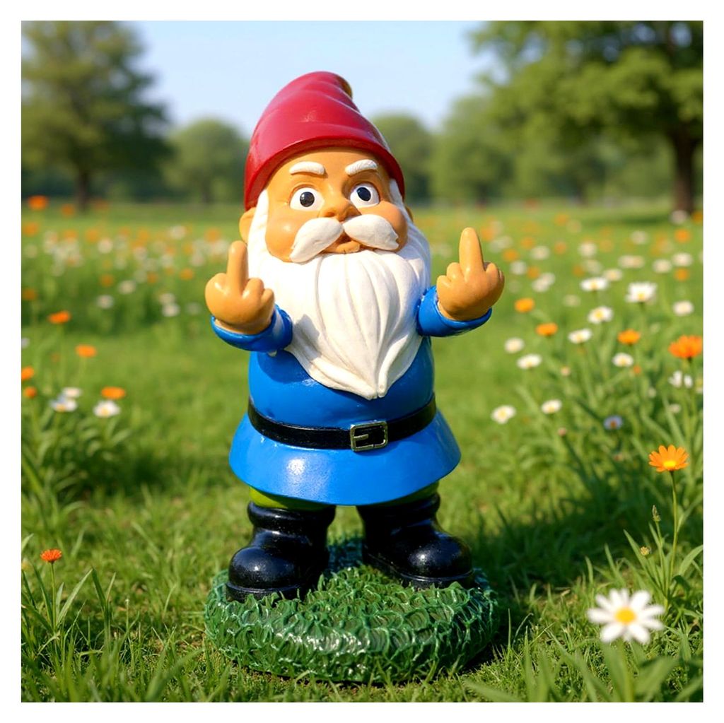 Gartenzwerge, Gartenornamente für den Außenbereich, doppelte Mittelfinger-Zwerge, 14 cm, frecher Harz-Zwerg, Statue für Rasen, Outdoor-Dekoratio...