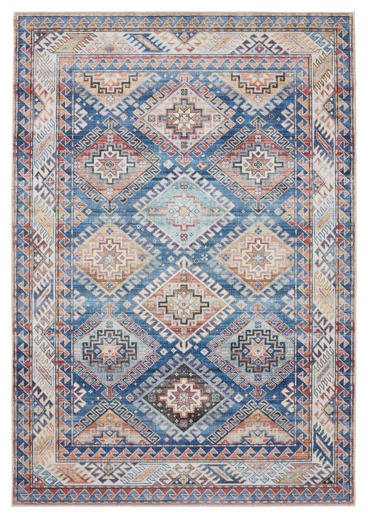 Waschbarer Teppich George Blau 140x200 cm Wohnzimmer Rechteckig benuta