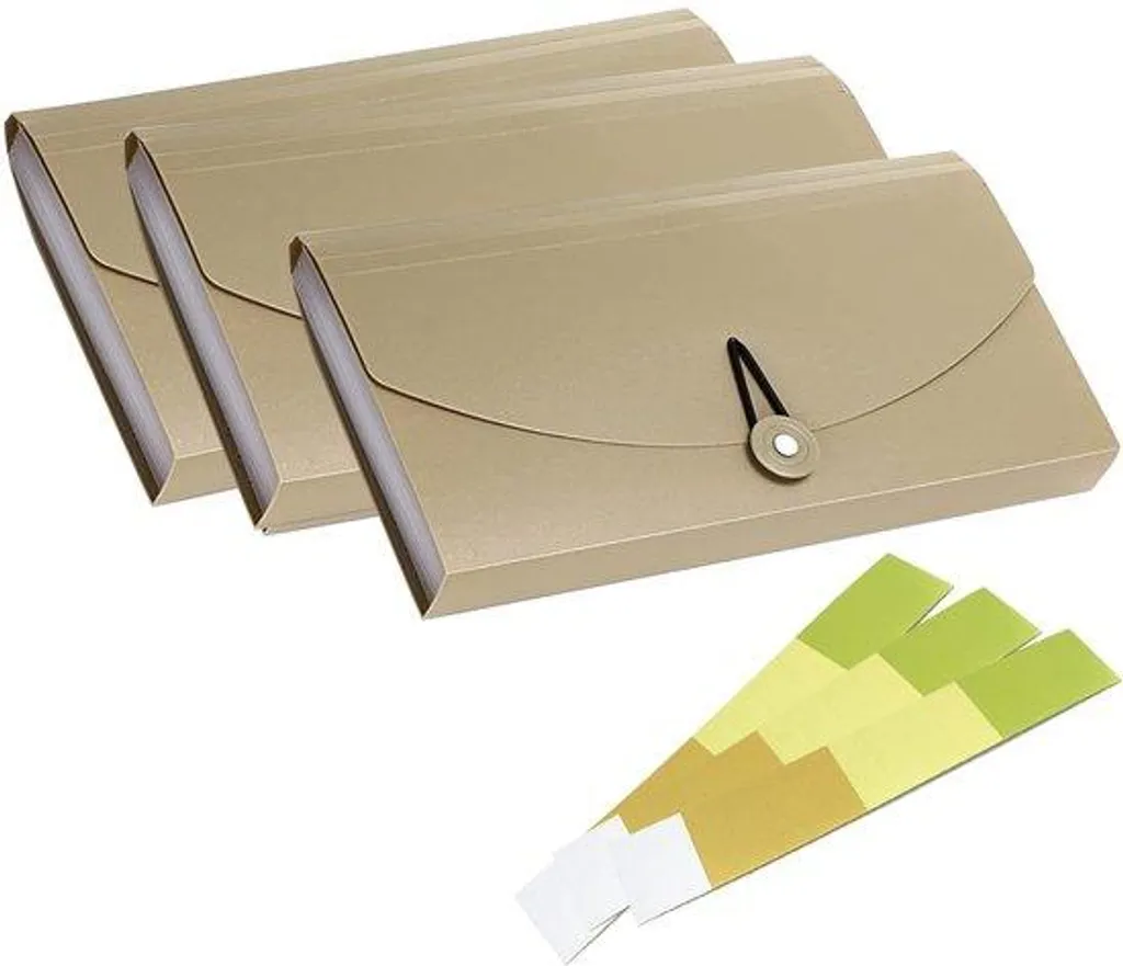 Pochette accordéon porte-cartes et coupons 13 positions lot de 3 kaki