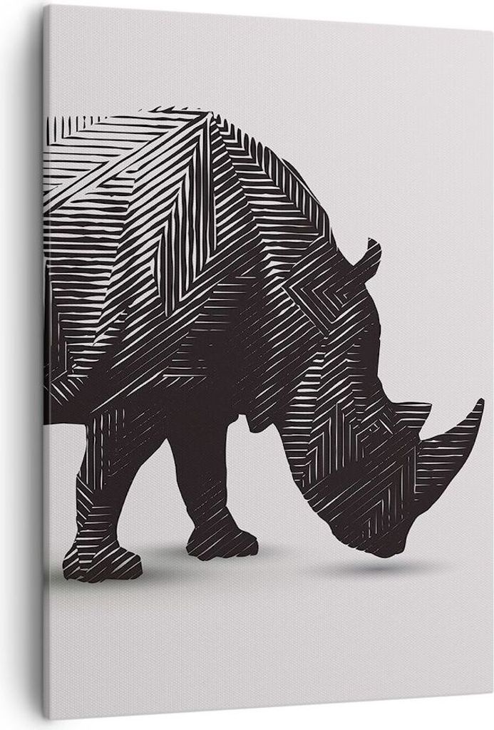 Bild auf Leinwand - Leinwandbild - Einteilig - Nashorn Tier Afrika Safari - 50x70cm - Wand Bild - Wanddeko - Wandbilder - Leinwanddruck - Wanddekor...