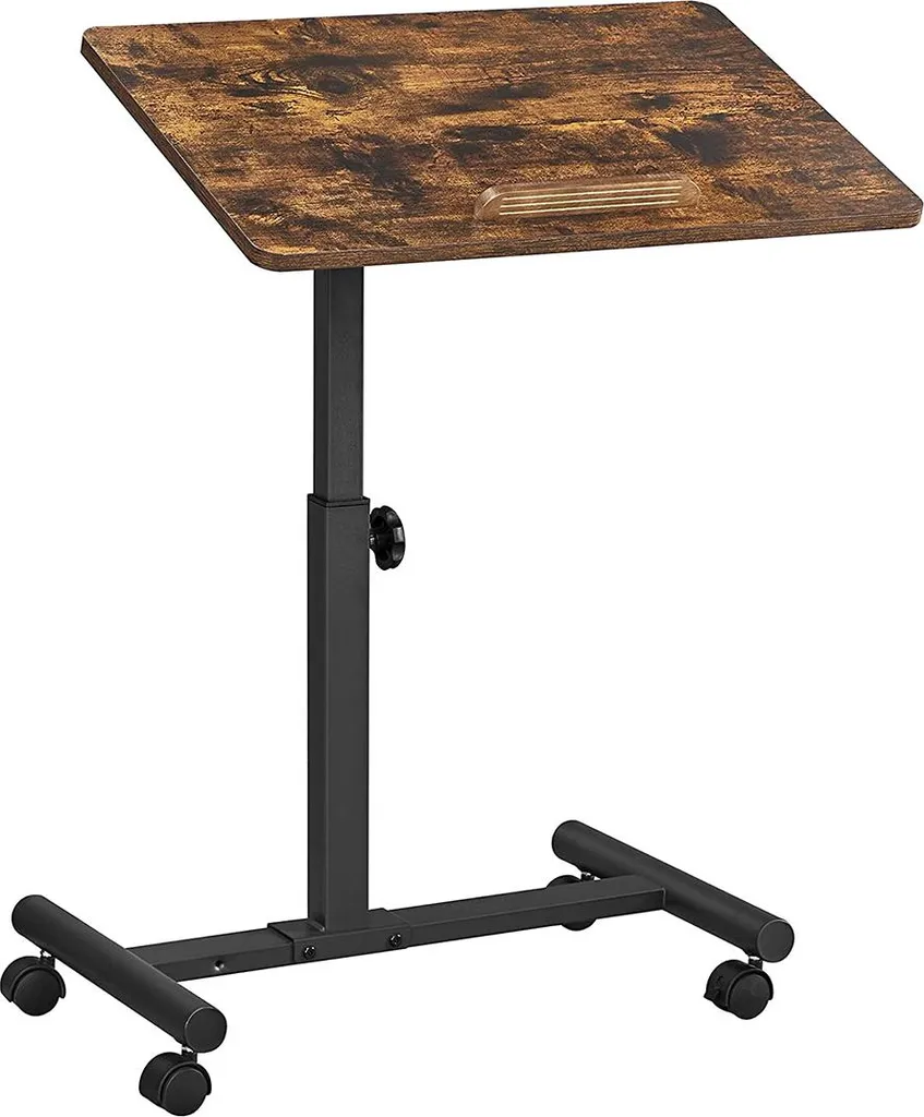 Bout de canapé industriel vintage brun noir, petite table de salon 45 cm