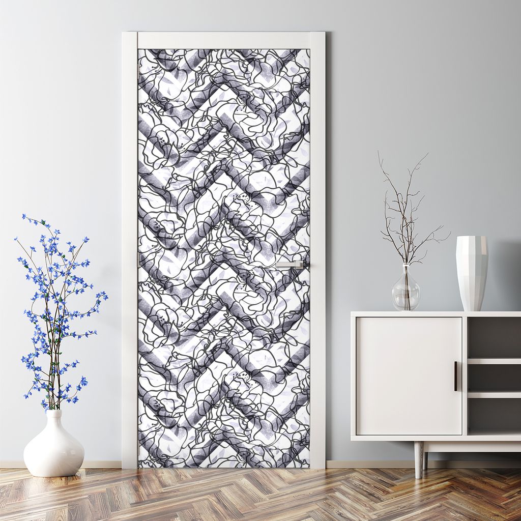 Dekorative Türposter selbstklebend Klebefolie Wandaufkleber Türaufkleber Abstrakt Blumen 77 x 200 cm
