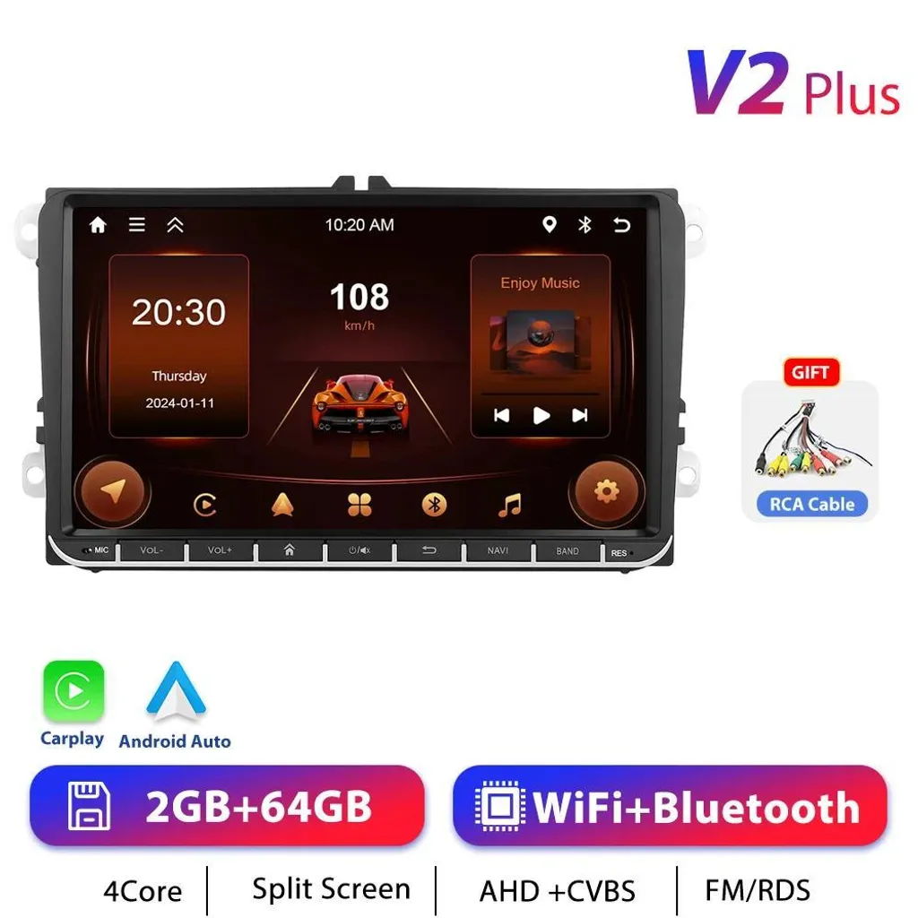 Navigation GPS Android pour VW Golf et Passat - Écran Tactile CarPlay