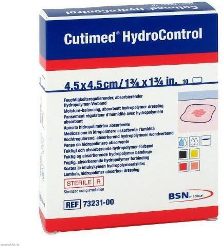 Cutimed Hydrocontrol Kompressen 4,5x4,5 cm 10 St Produktbild 