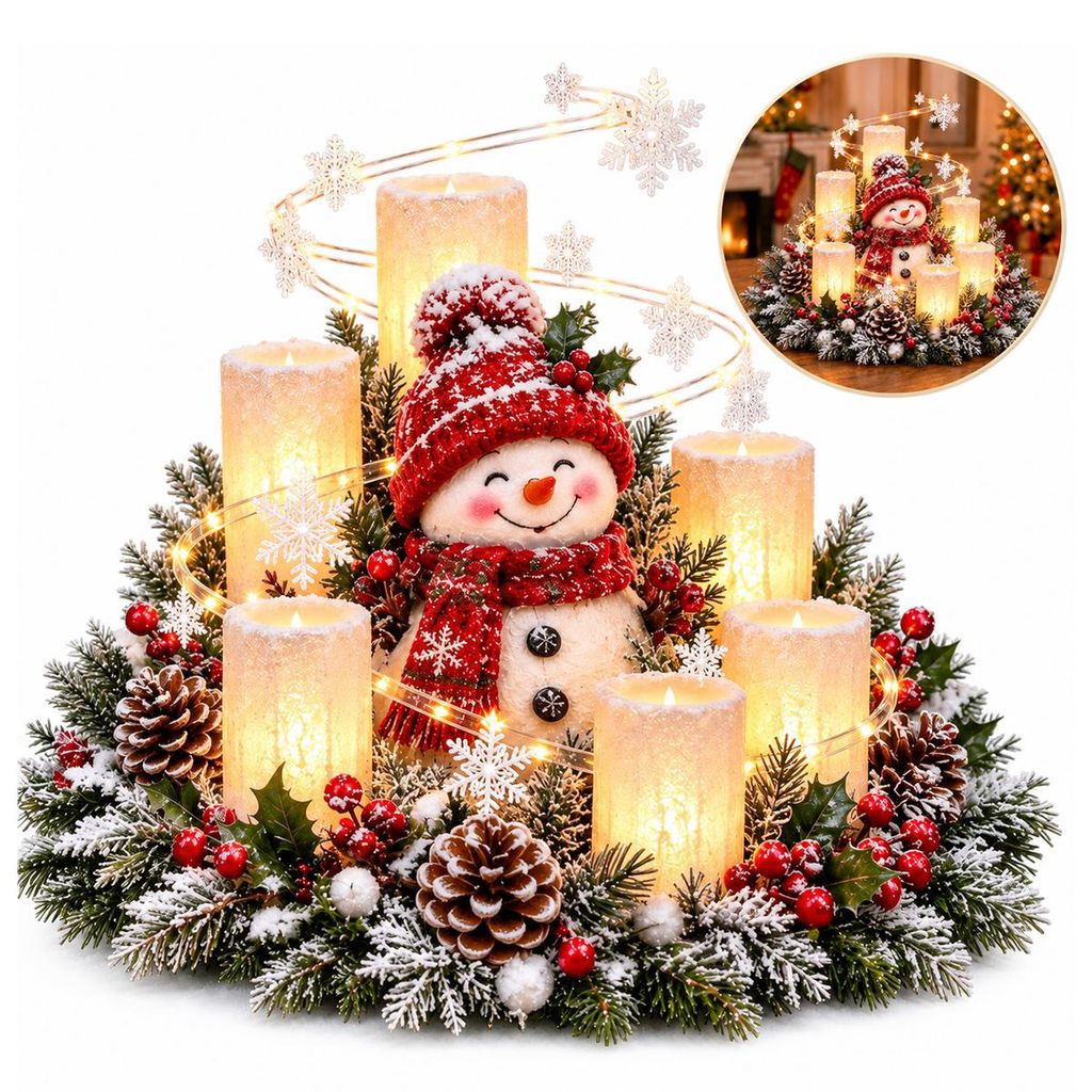 Beleuchtete Schneemannfigur mit LED, Weihnachtsdeko aus Produktbild 