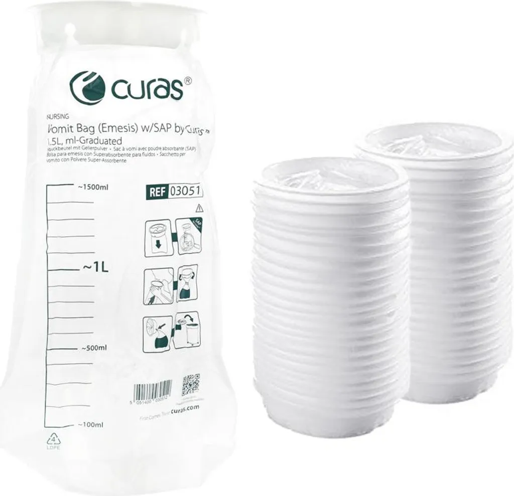 50 Sacchetti per Vomito 1500ml con Tampone Gelificante Anti-Odore