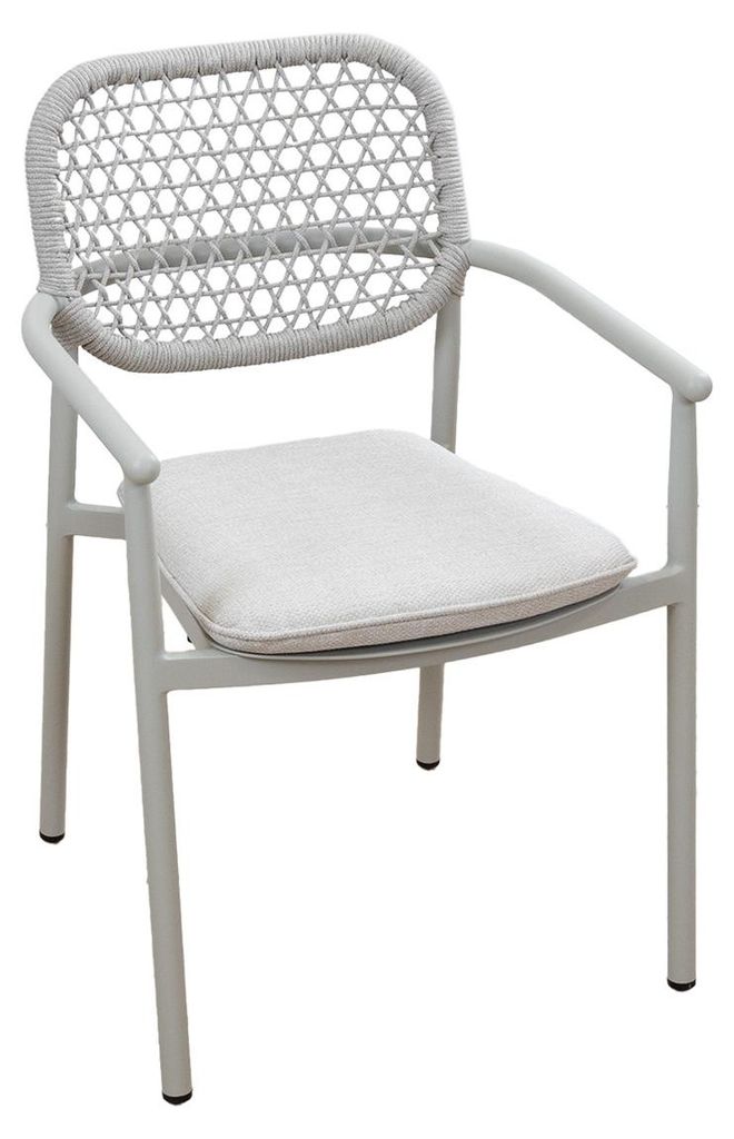 Stapelbarer Gartenstuhl Lecce | Beige | Sand/Mokka | Aluminium und Rope | 2er Set