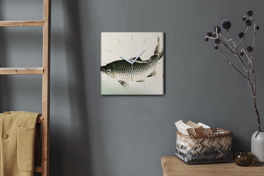 Coloray Hodiny Unikátní 30x30 cm Tiché hodiny Pro obývací pokoj a kuchyň Nástěnné hodiny Plátno Bílé ručičky hodin - Zvířata ryba