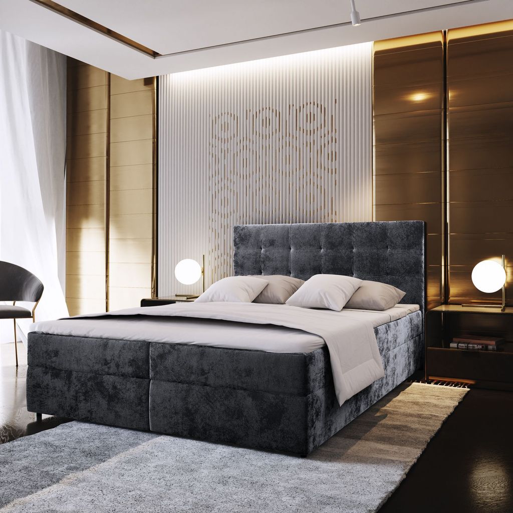 A luxurious bedroom with a large bed as the focal point.