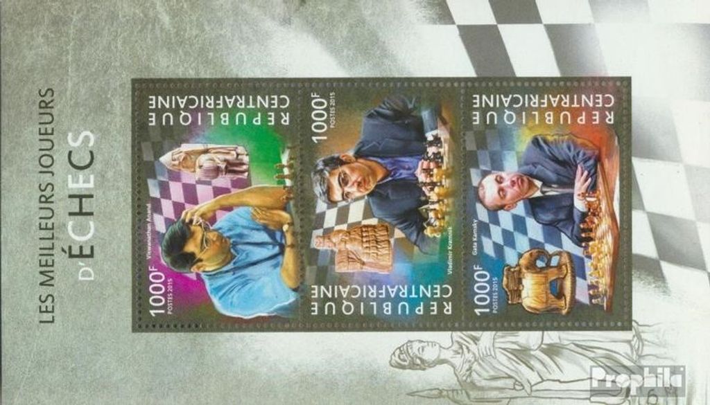 Briefmarken Zentralafrikanische Republik 2015 Mi 5292-5294 Kleinbogen (kompl. Ausgabe) postfrisch Schach