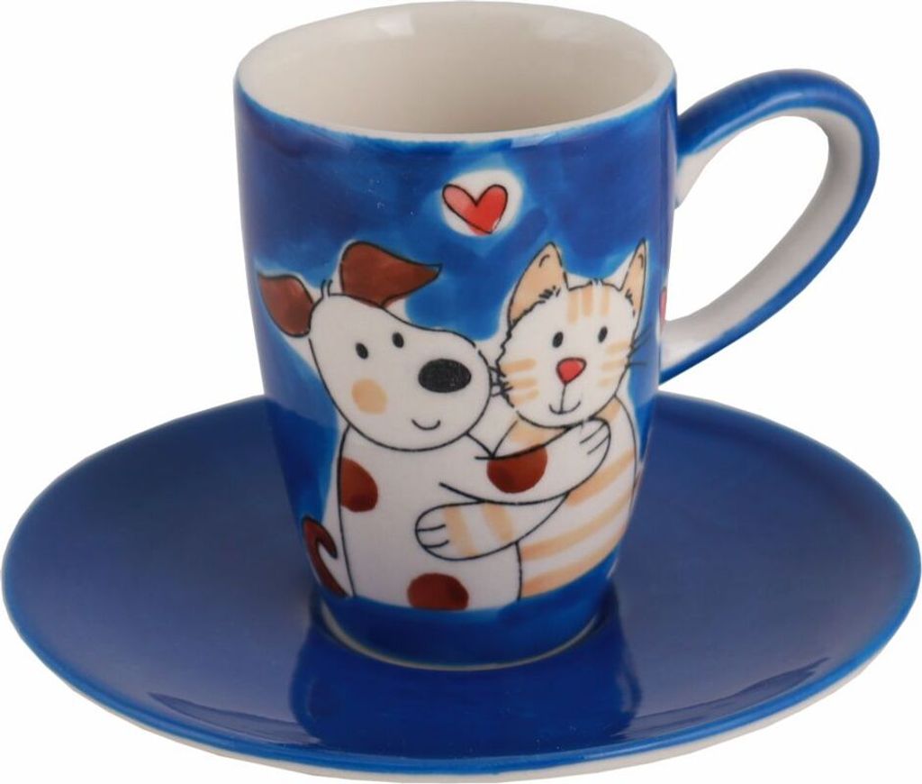 Mila Keramik Espresso-Tasse mit Untere Cat & Dog Love