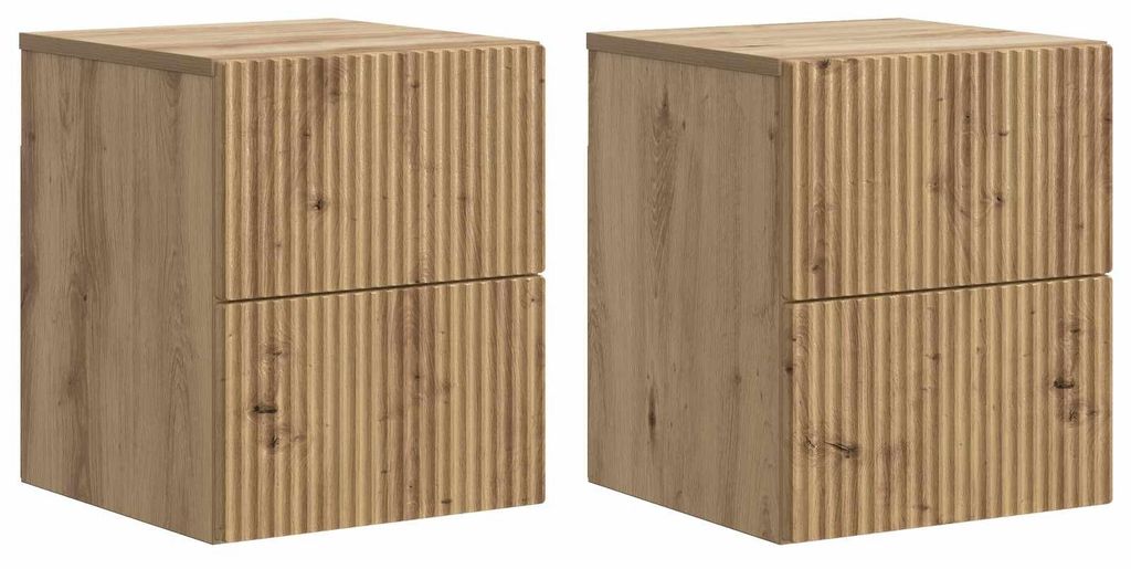 "2026 Moderne"Wandmontierter Nachttisch 2er-set elegantes Design - Nachtschrank - für Schlafzimmer - Artisan-Eiche 33x34,5x40cm - Nachttische & -s...