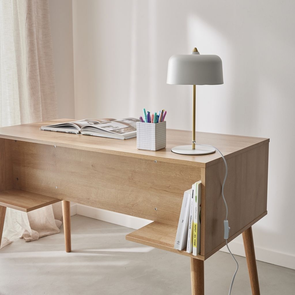sweeek - Schreibtisch mit Rohrgeflecht und Holzdekor 2 Produktbild 4