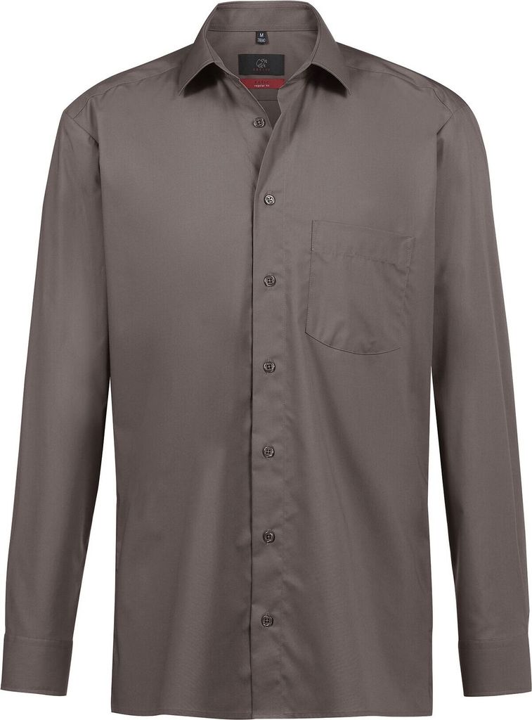 Greiff Essentials BASIC Herren Hemd Langarm Kent Regular Taupe 41/42