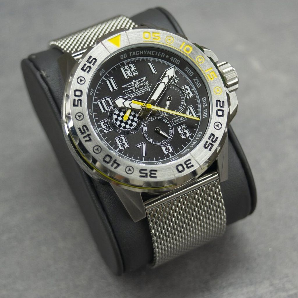 INVICTA Racing Orologio Uomo 47mm, Acciaio Inossidabile, Movimento Quarzo, Quadrante Grigio, Impermeabile 10 Bar