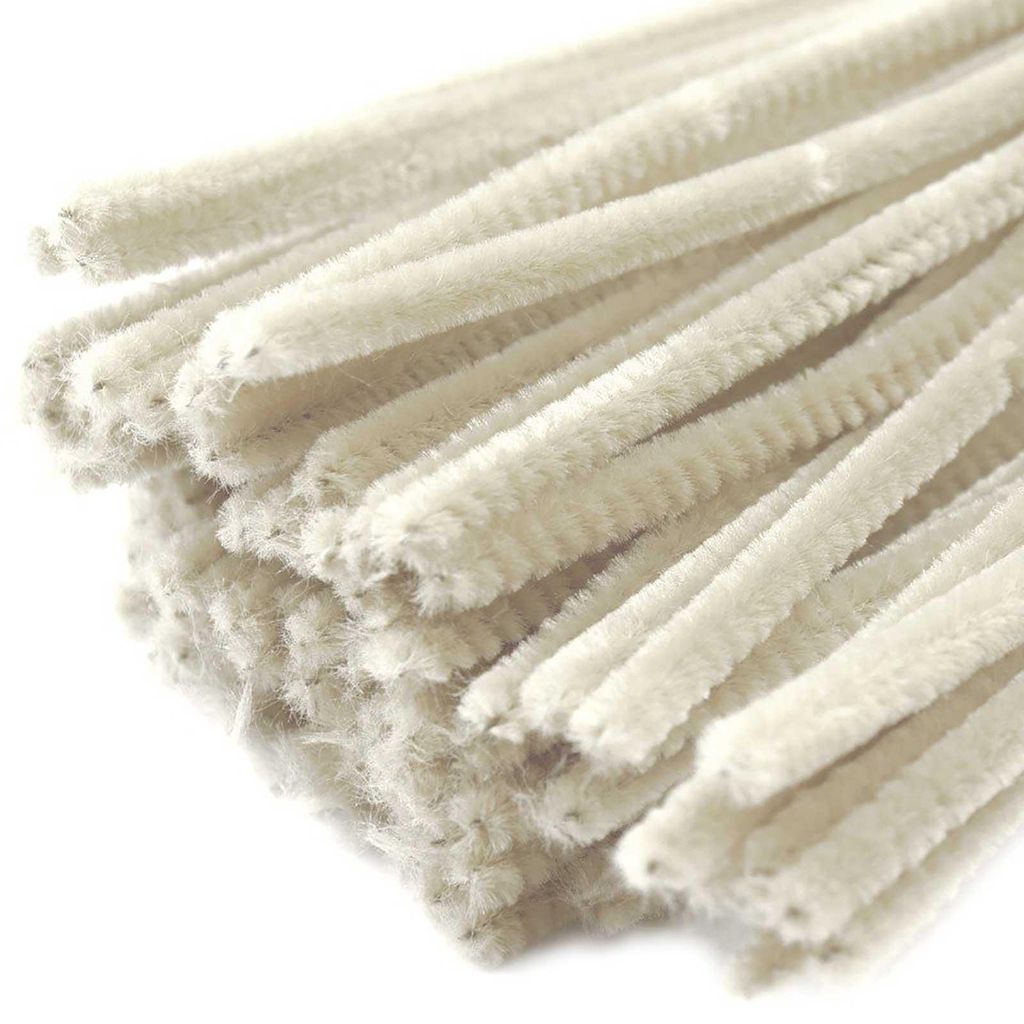 Pfeifenreiniger 20er Chenille-Draht 6mm, Länge 30cm, creme