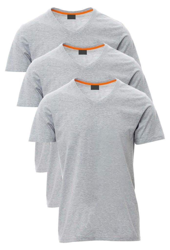 Mivaro Herren T-Shirt 3er Pack V-Ausschnitt Grau meliert - Produktbild 