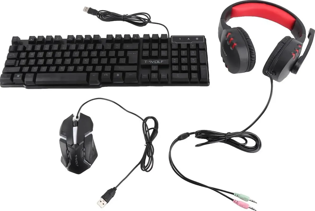 Pack Gamer Filaire Évite les Pannes de Batterie avec Casque et Clavier Or