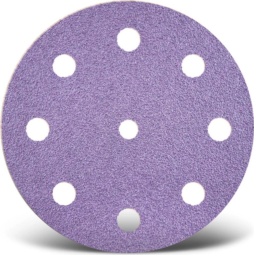 MENZER Purple HD Klett-Schleifscheiben, 125 mm, 9-Loch, f. Exzenterschleifer, Keramik-Mix (50 Stk.) K120